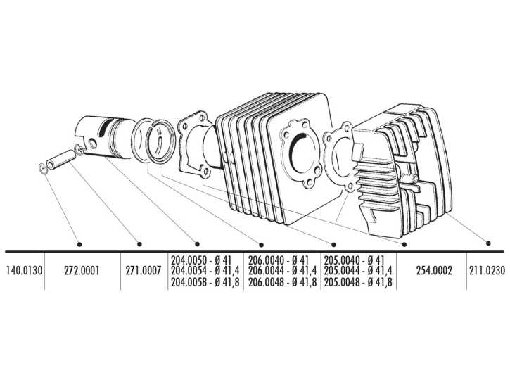 Kolben Satz Polini 41,4mm, 12mm Kolbenbolzen für Piaggio, Vespa Bravo, Boss, Ciao, Grillo, SI