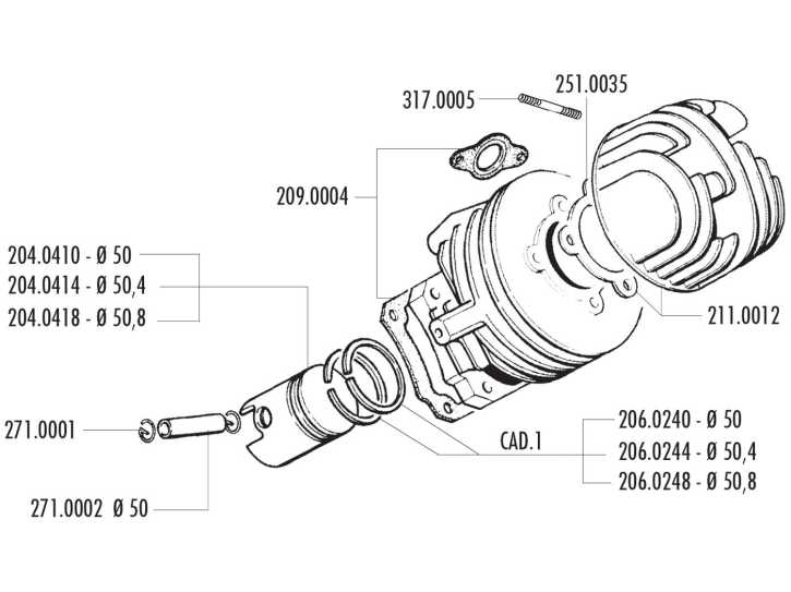 Kolben Satz Polini 85ccm 50,8mm für Vespa PK 50, Special 50, XL 50