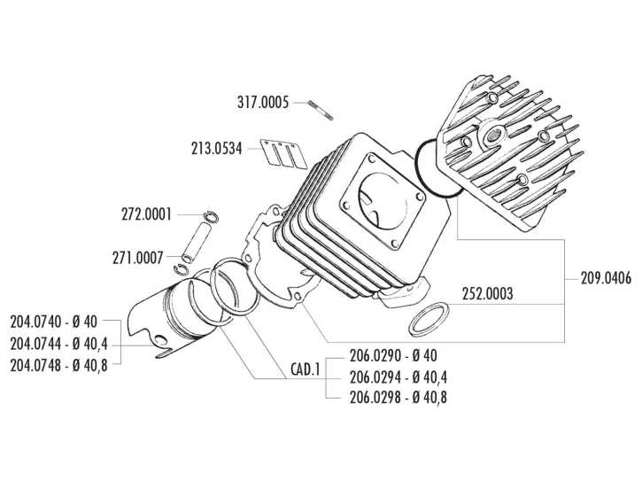 Kolben Satz Polini 50ccm 40,4mm für Peugeot stehend