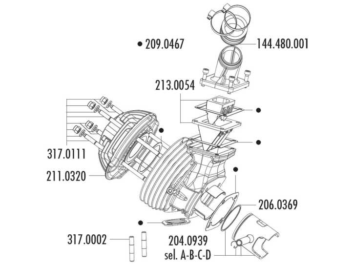 Kolben Satz Polini 135ccm 57mm (D) für Vespa 125 Primavera 2T, Primavera ET3 2T