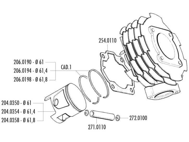 Kolbenring Polini 61,8x1,5mm für Vespa T5 125 Classic