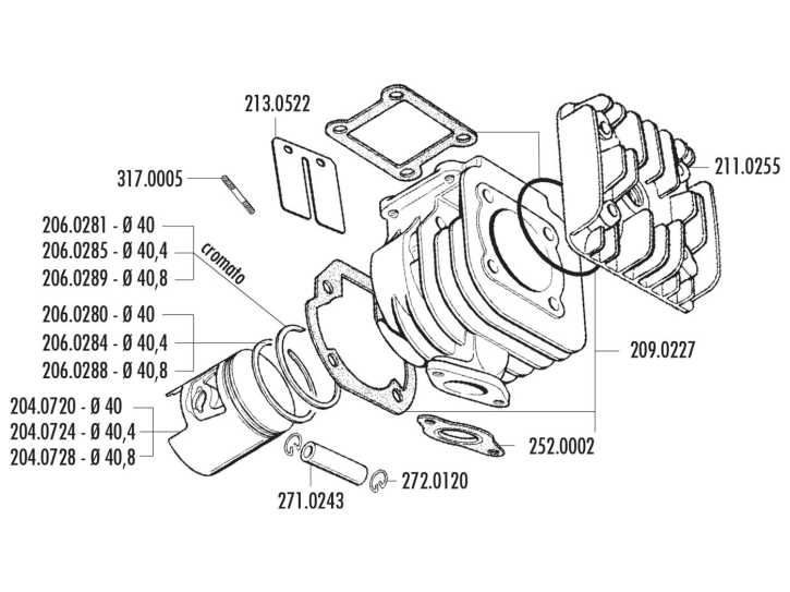 Kolbenring Polini 40x1,26mm für Minarelli