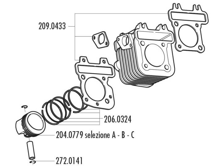 Kolbenring Satz Polini 79ccm 49mm für Piaggio 50 4T