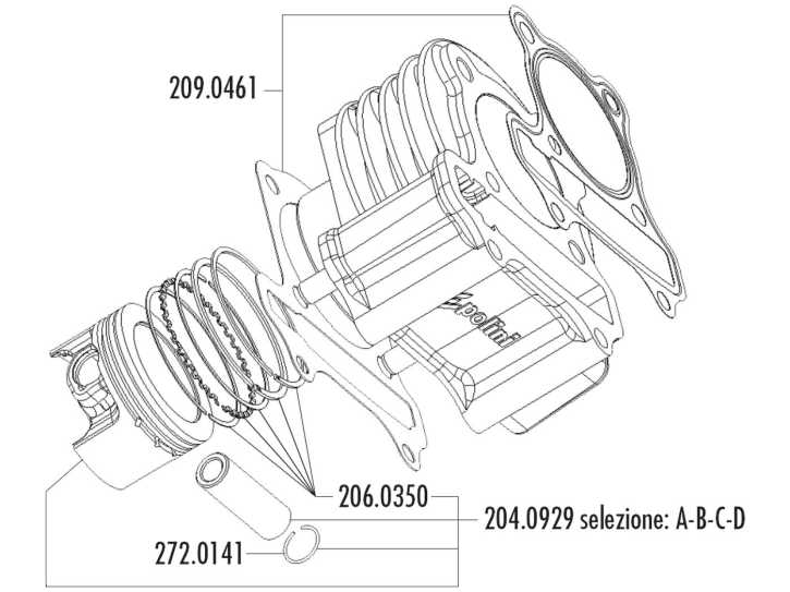 Kolbenring Satz Polini 80ccm 50mm für GY6 Chinaroller, Kymco 4-Takt, 139QMB/QMA