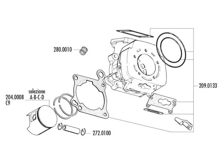 Zylinder Dichtungssatz 165ccm 64mm Polini für Cagiva Freccia, Mito 125 2T C9, C10, C12