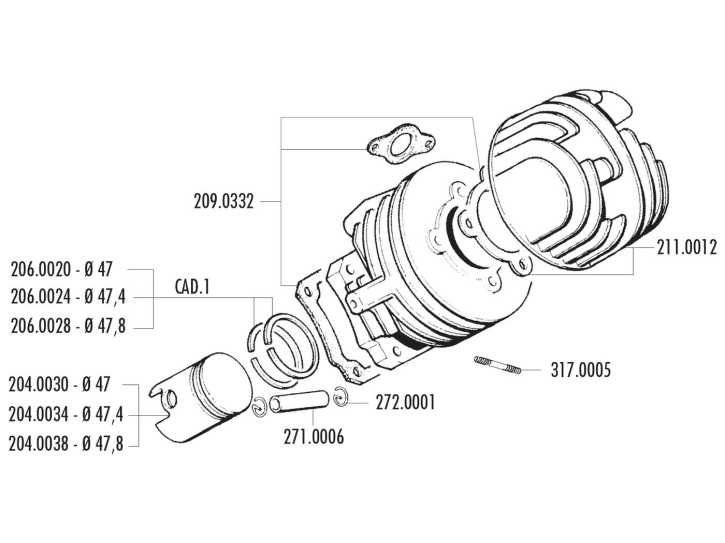 Zylinder Dichtungssatz Polini Racing für Ape, Vespa N, PK, Special, XL, ET3 50 2T