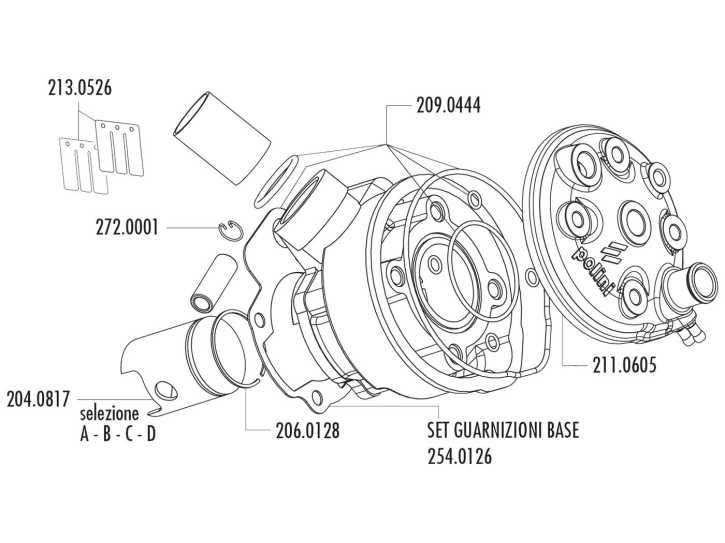 Zylinder Dichtungssatz Polini 50ccm für Minarelli AM6