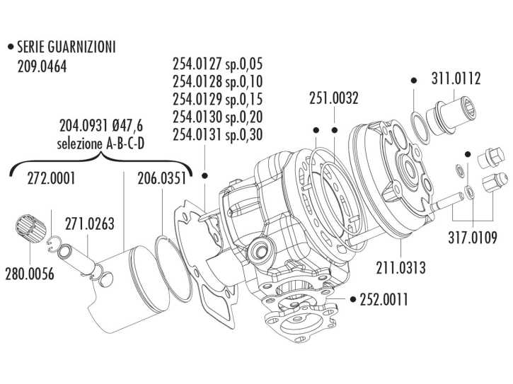 Zylinder Dichtungssatz Polini Big Evolution für Piaggio LC