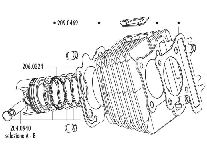 Zylinder Dichtungssatz Polini 79ccm 49mm für Piaggio 50 4T 4V