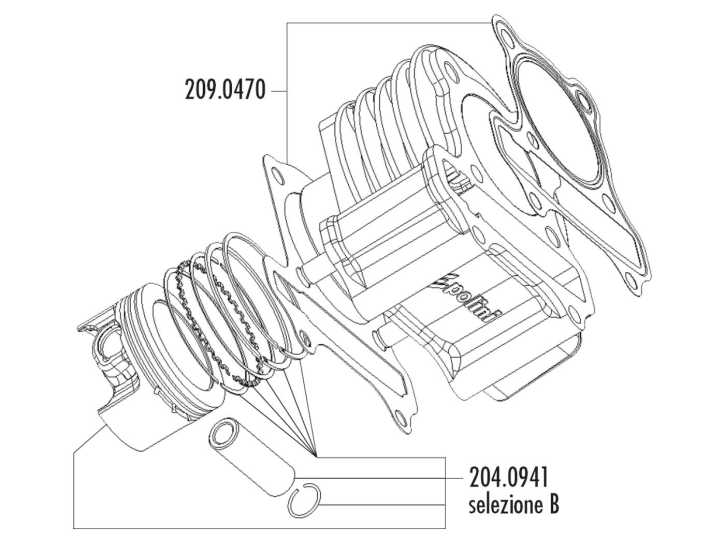 Zylinder Dichtungssatz Polini 165ccm 60mm für LML 125, 150 4T (Vergasermodell)