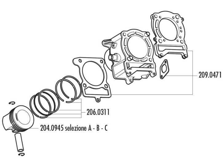Zylinder Dichtungssatz Polini 180ccm für MBK Cityliner, Skycruiser, Yamaha Exciter, Jupiter, Spark, Sniper, X-City, X-Max