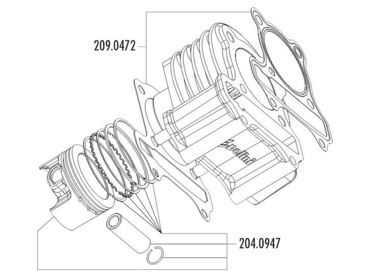 Zylinder Dichtungssatz Polini 221ccm 69mm für LML 200 4T (Vergasermodell)