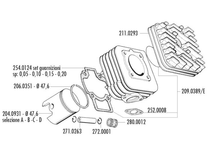 Zylinderkopf Polini Aluminium 70ccm für Piaggio AC