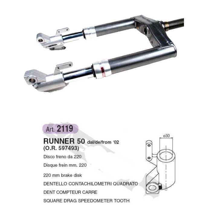 Gabel Buzzetti für Gilera Runner ab Bj.02 mit 220mm Bremsscheibe