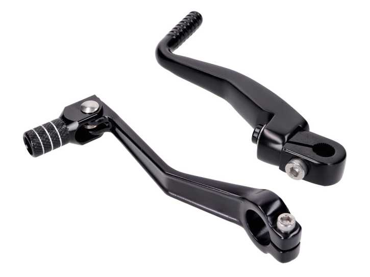 Schalthebel Kickstarter Set klappbar Aluminium schwarz eloxiert für Simson S50, S51, S53, S70, S83