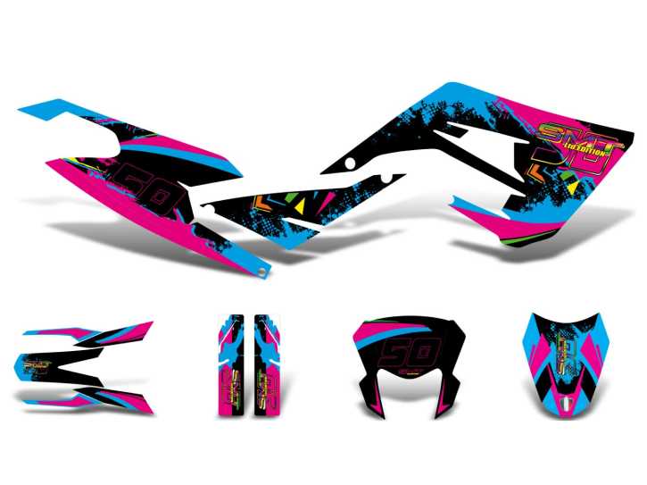 Dekor / Sticker Kit schwarz-pink-blau glänzend für Gilera SMT 50 2018-