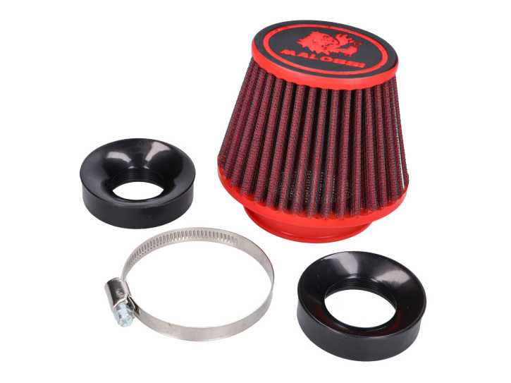 Luftfilter Malossi Red Filter E18 Racing 60mm gerade mit Gewinde, rot-schwarz für PHBG 15-21, PHBL 20-26 Vergaser