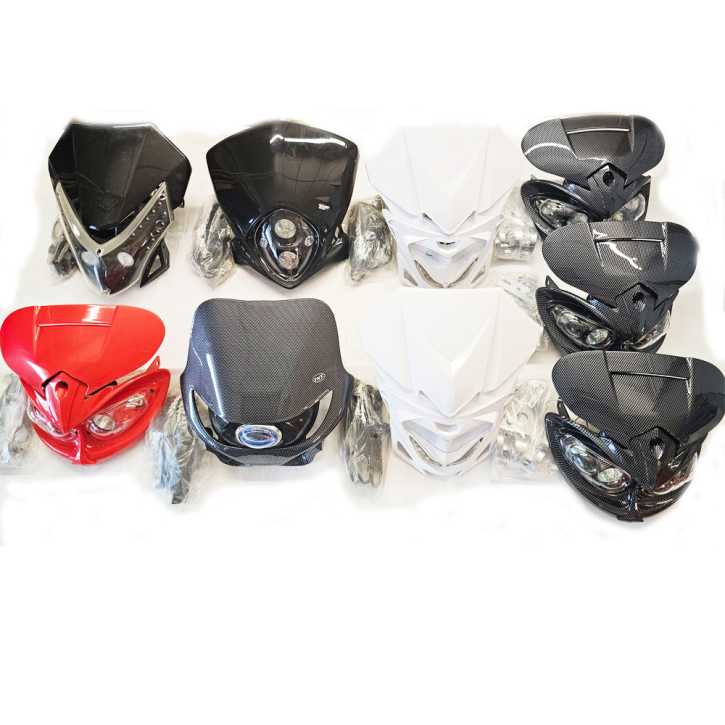 Lampenmaske Restposten für Enduro und Motocross Sport 2x Weiß und 2x Schwarz 1x Rot 4x Carbon Look Lampenmasken