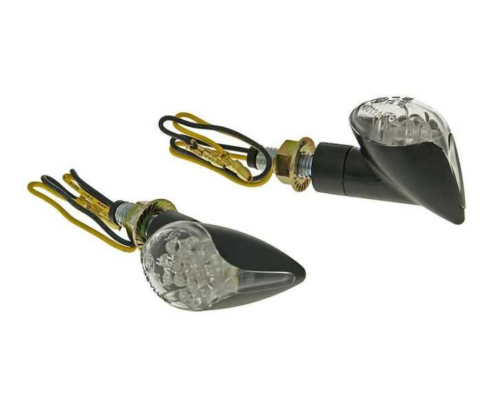 Blinker Set M8 LED schwarz Cone Klarglas