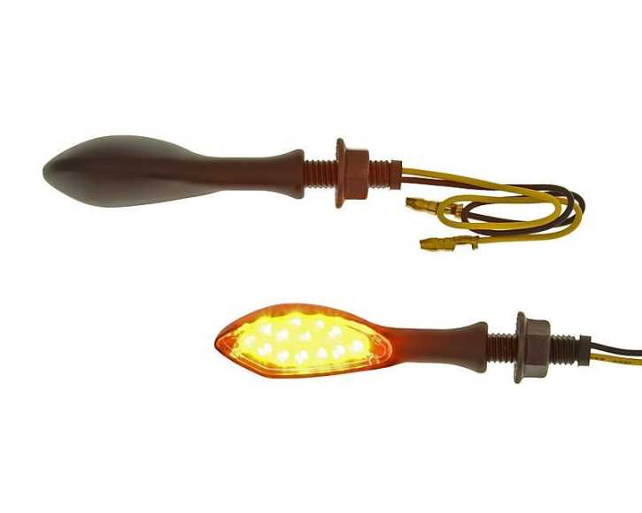 Blinker Set M8 LED schwarz Palpebra Klarglas