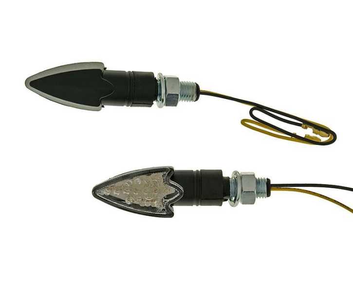 Blinker Set M10 LED schwarz Arrow Klarglas