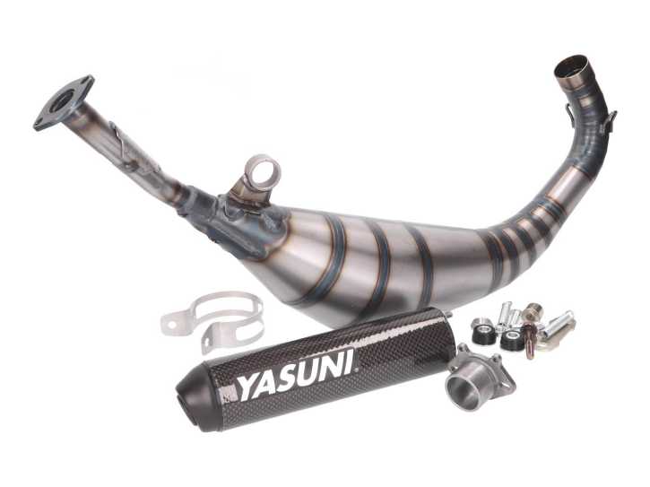 Auspuff Yasuni R5 Black Carbon für Aprilia RX, SX, Derbi Senda, Gilera RCR, SMT (EBE, EBS, D50B)